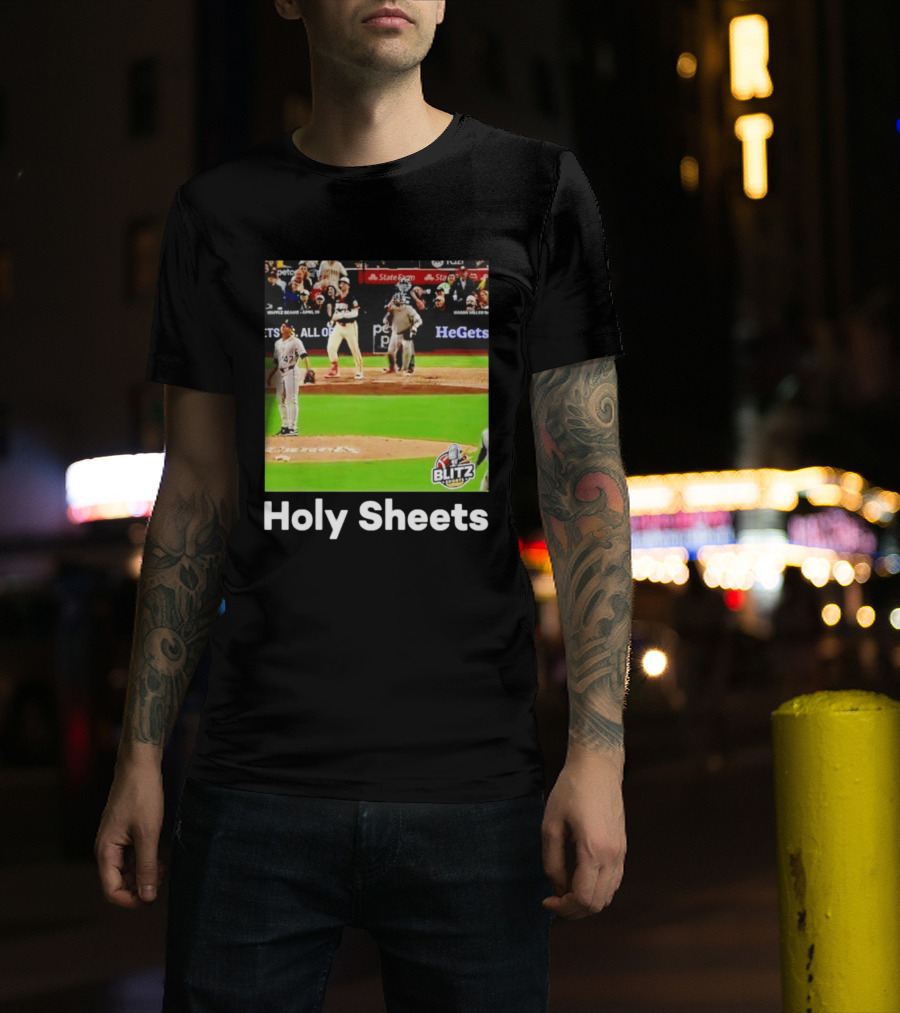 Padres Blitz Baseball Holy Sheets Petco Park T-Shirt