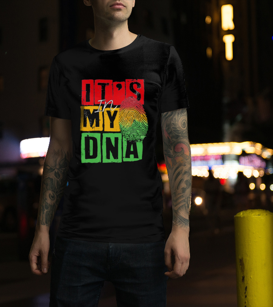 Juneteenth Black Queen It's In My DNA Fingerprint Red Yellow Green T-Shirt