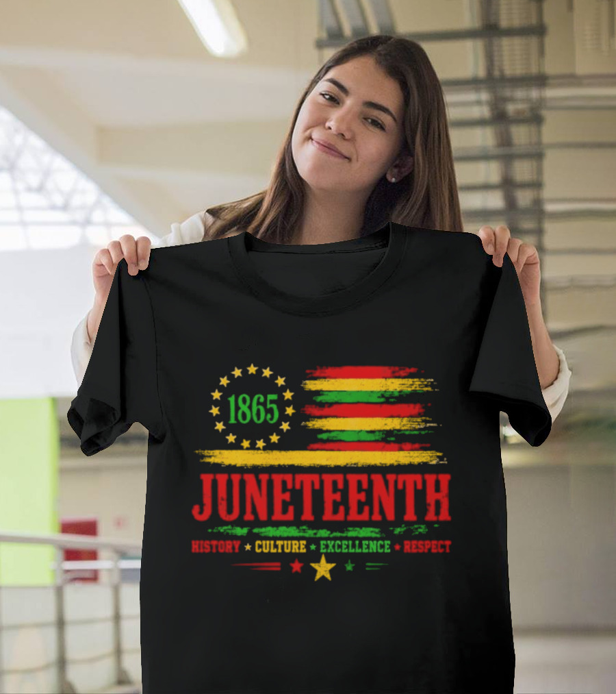 Juneteenth 1865 Flag History Culture Excellence Respect T-Shirt