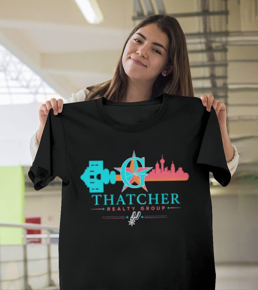 San Antonio Spurs Thatcher Realty Group City Skyline And Key T-Shirt