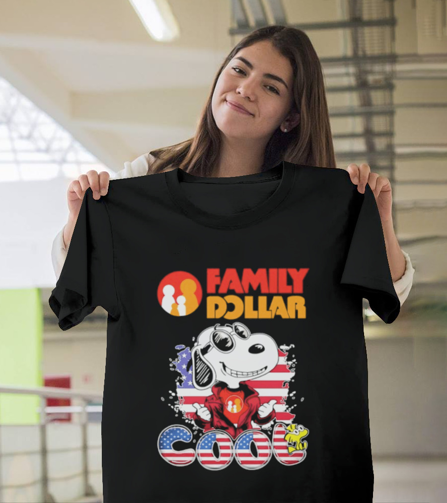 Family Dollar Snoopy I Love Cool Woodstock American Flag T-Shirt