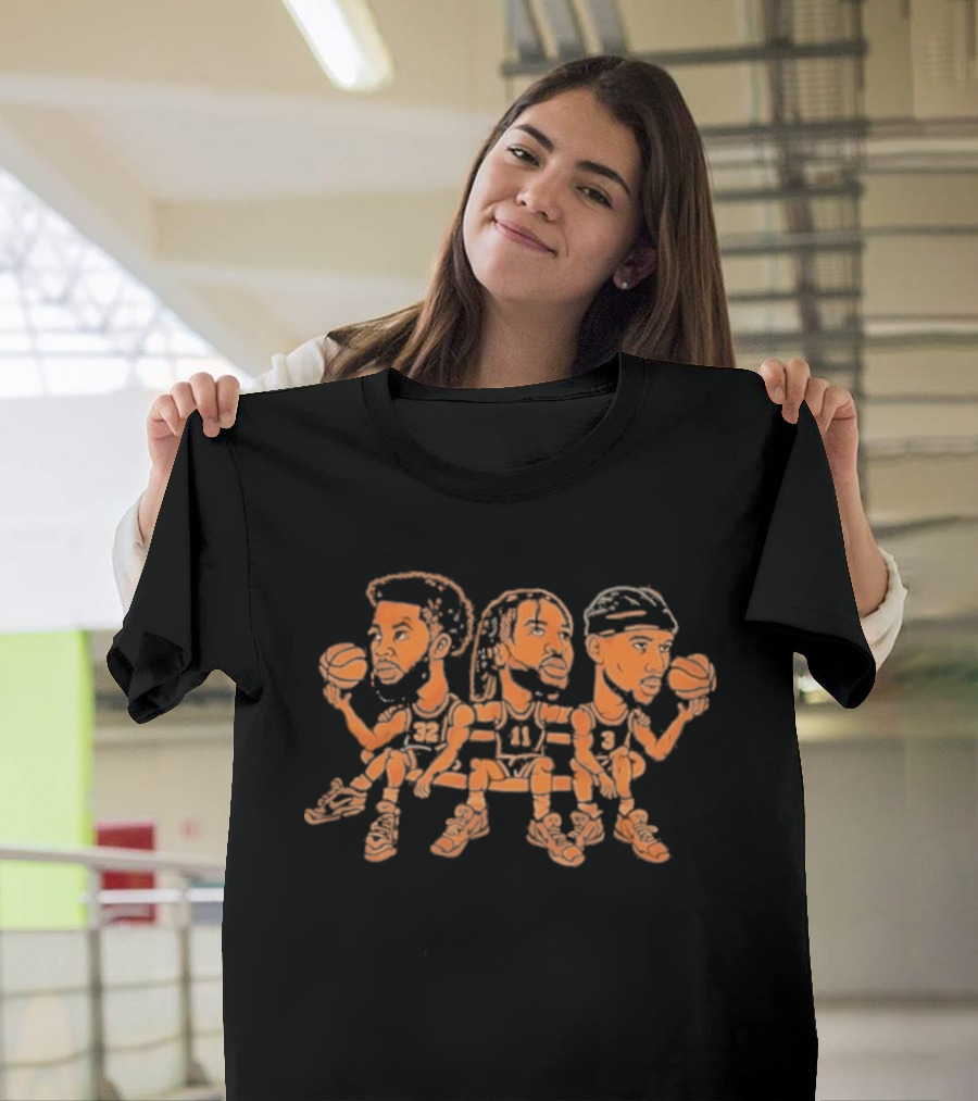 New York Knicks Karl Anthony Towns Jalen Brunson Josh Hart Big Three Caricature 32 41 3 T-Shirt