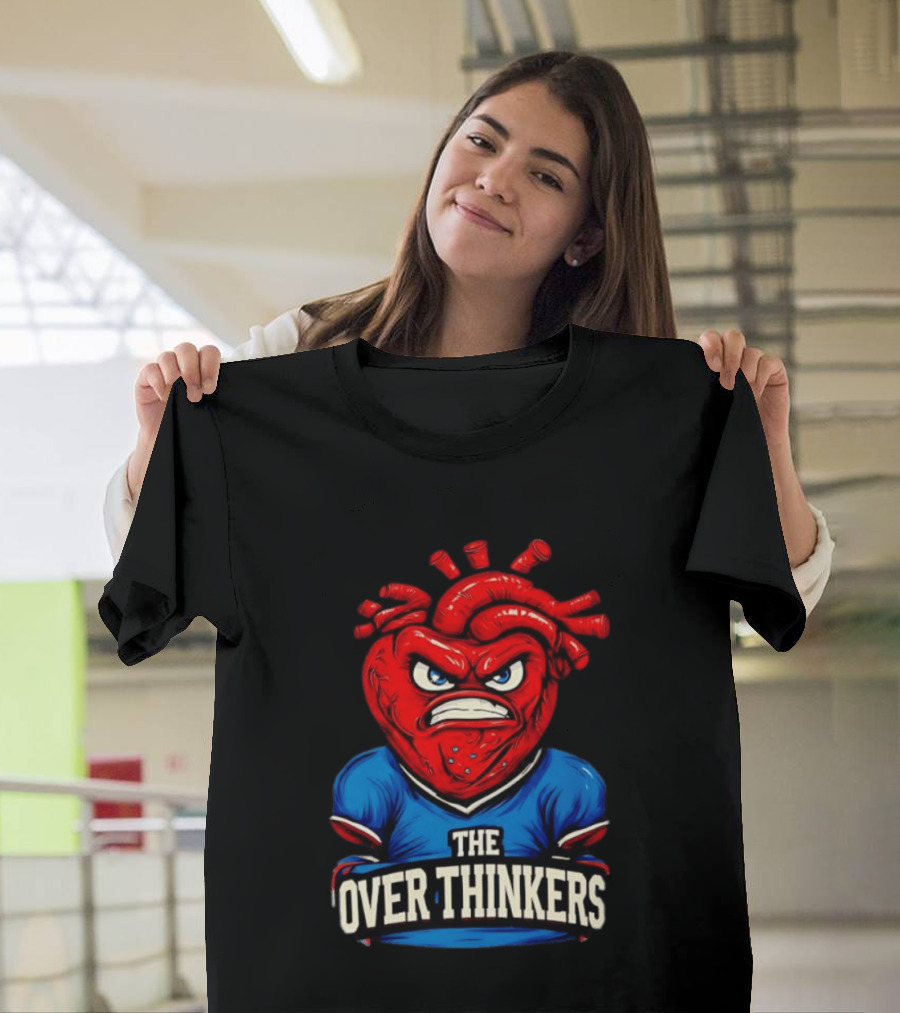 The Overthinkers Varsity Angry Heart Bold Red Blue T-Shirt