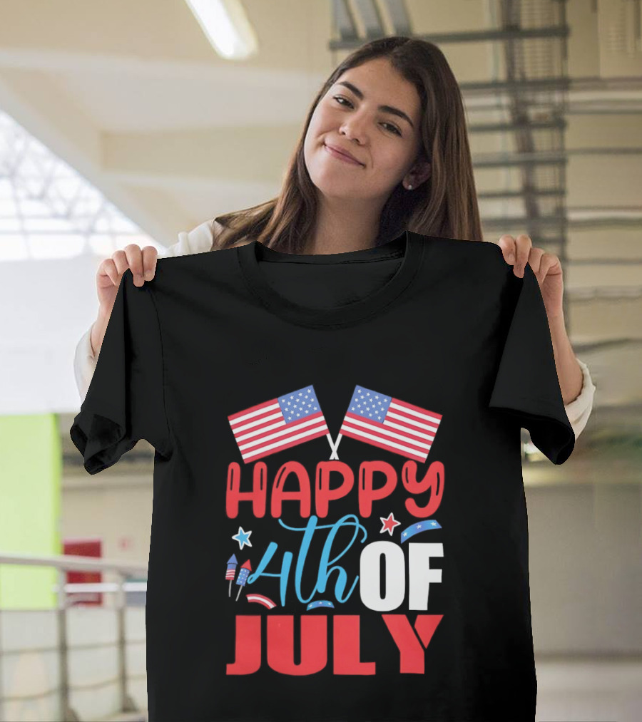 American Independence Day Happy 4th Of July USA Flags Celebration T-Shirt