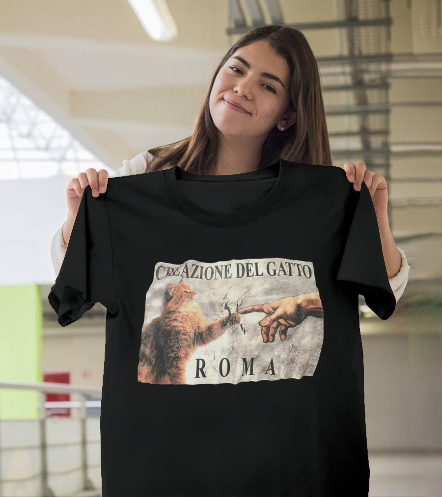 Creazione Del Gatto Cat Artwork Roma T-Shirt