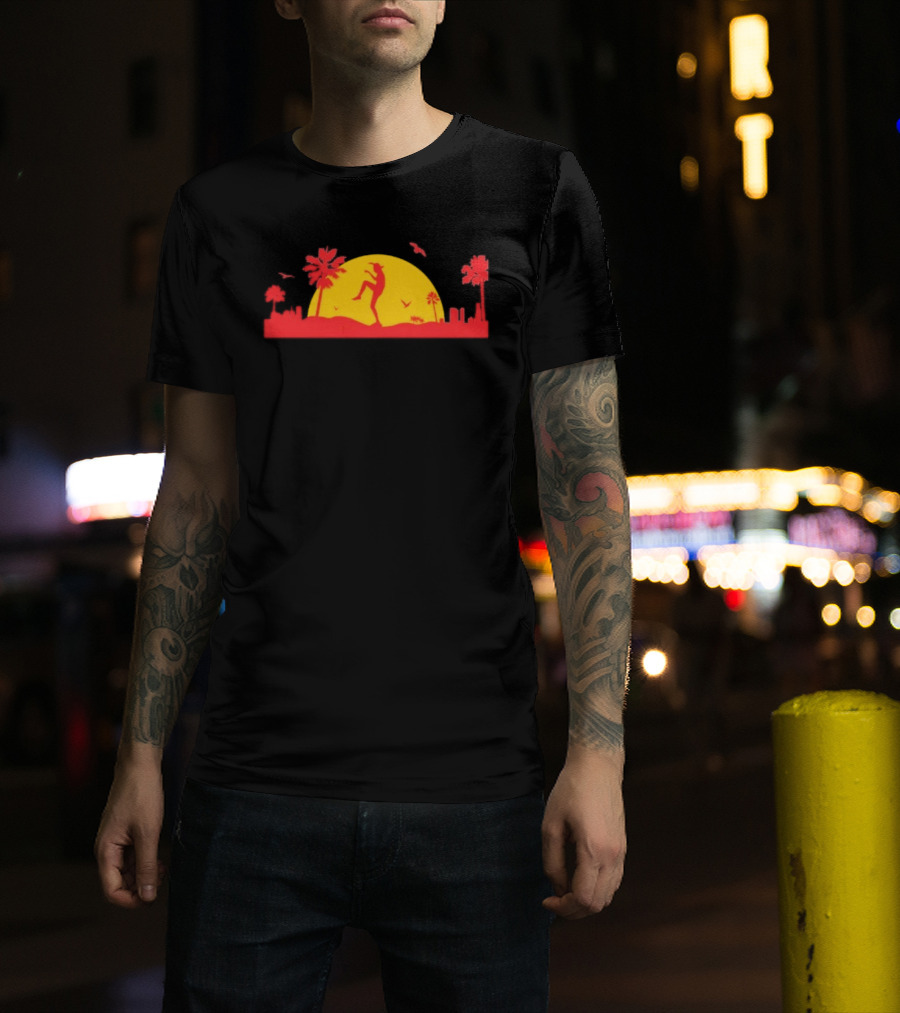 Cobra Kai Crane Kick Sunset Scene With Palm Trees And Birds T-Shirt