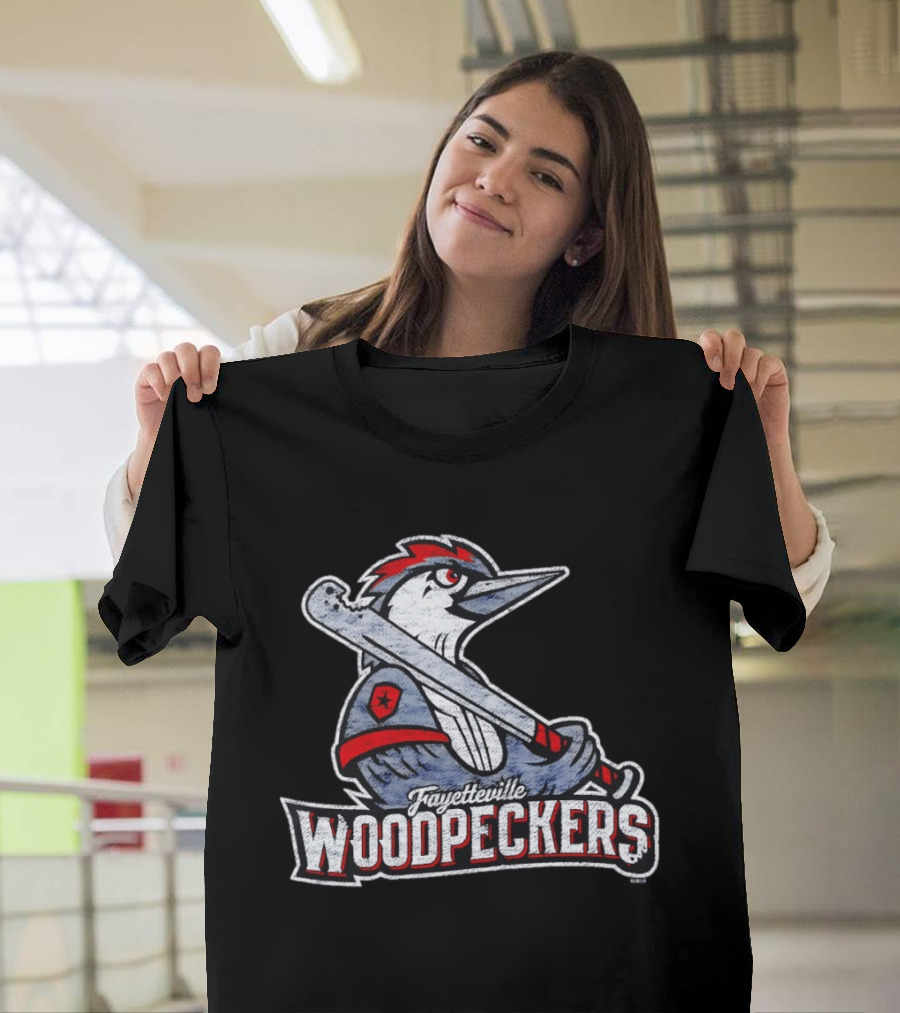 Fayetteville Woodpeckers Baseball Team Mascot Bat MLB T-Shirt