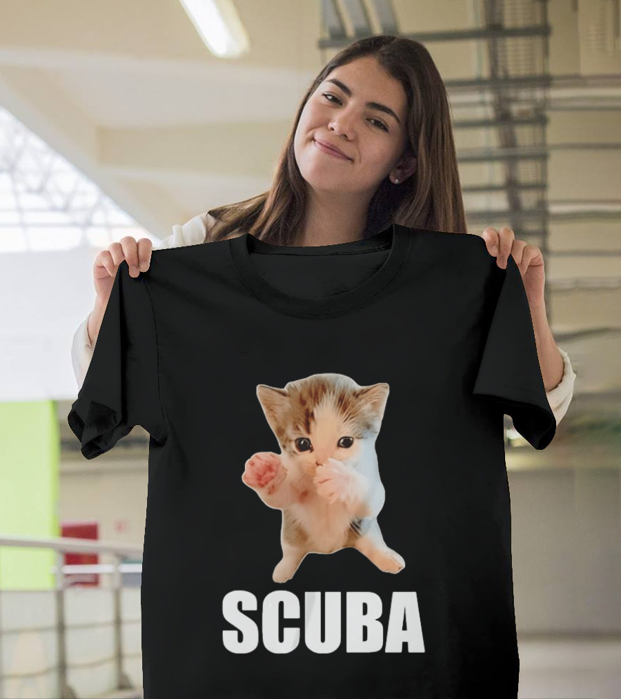 Kitten Cat Feline Pet Animal Martial Arts Scuba Meme Warrior Defender T-Shirt