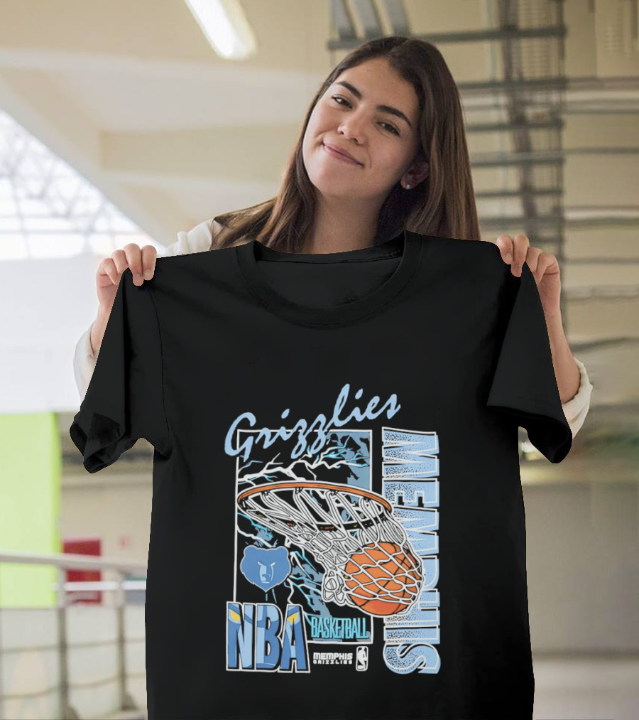 Grizzlies Memphis Basketball NBA Bear Logo And Hoop T-Shirt