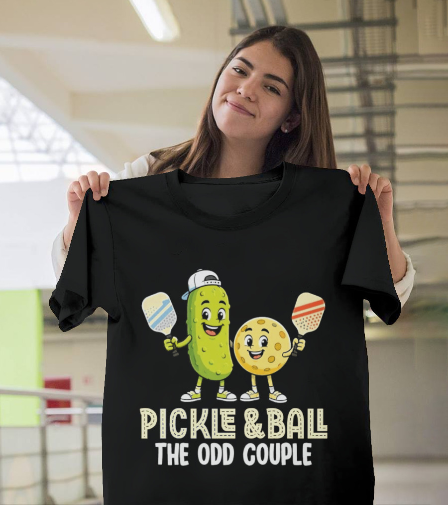 Pickleball Pickle And Ball The Odd Couple Pickle & Ball Paddle Fun T-Shirt