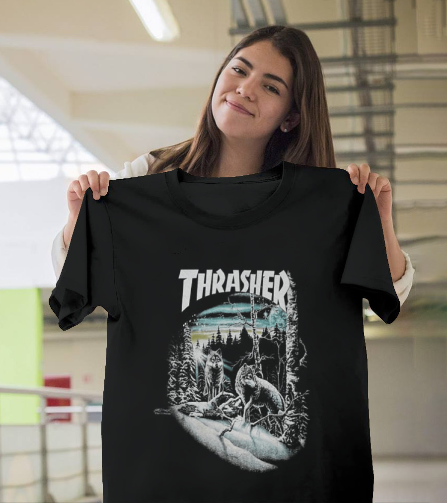 Thrasher 13 Wolves Forest Scene T-Shirt