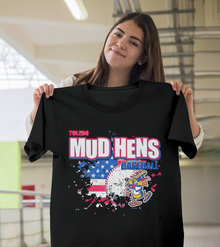 Toledo Mud Hens American Flag Splatter Baseball T-Shirt