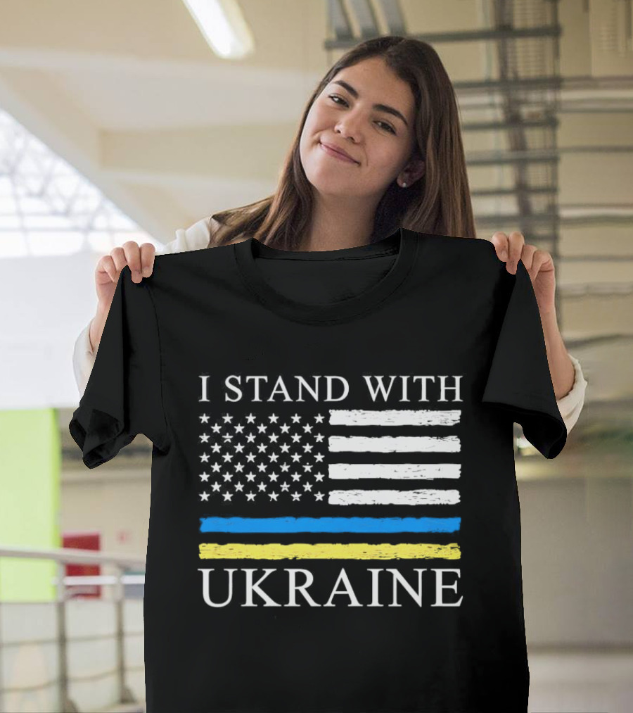 I Stand With Ukraine USA Flag Support T-Shirt