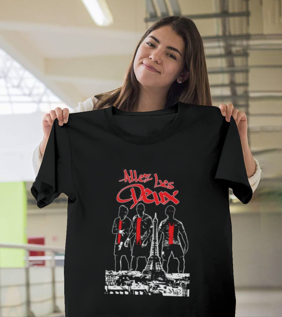 Allez Les Deux Paris Football Team Spirit Enthusiast's Red And White Players T-Shirt