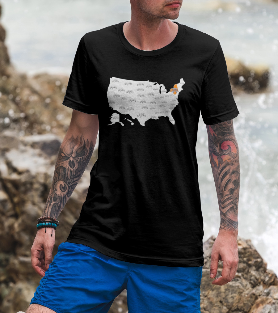 America Spurs New York Knicks US Map Basketball Team Representation T-Shirt