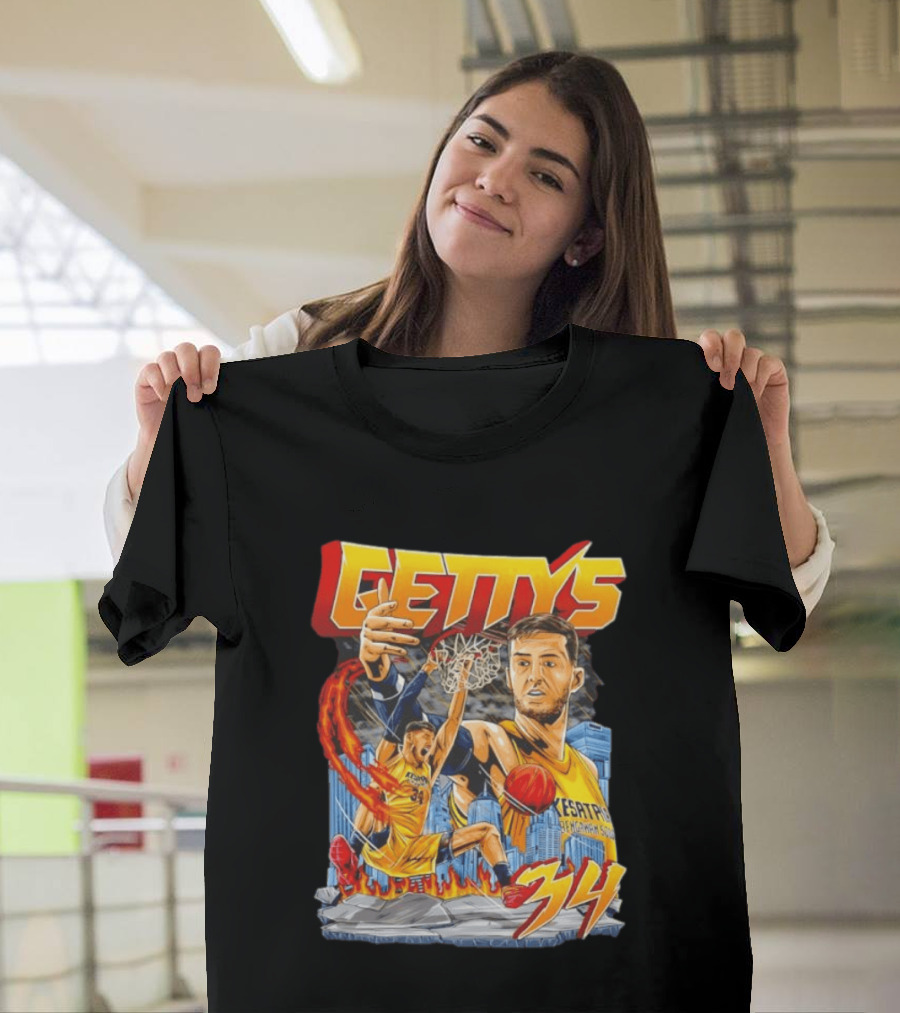 GETTYS 34 Kesatria Bengawan Solo Basketball Player Urban Slam Dunk Action T-Shirt
