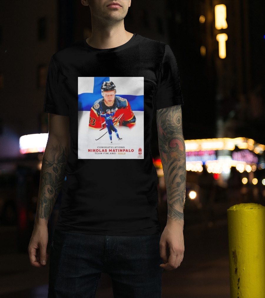 Congratulations Nikolas Matinpalo Team Finland Gold Finnish Flag Ice Hockey Celebration T-Shirt