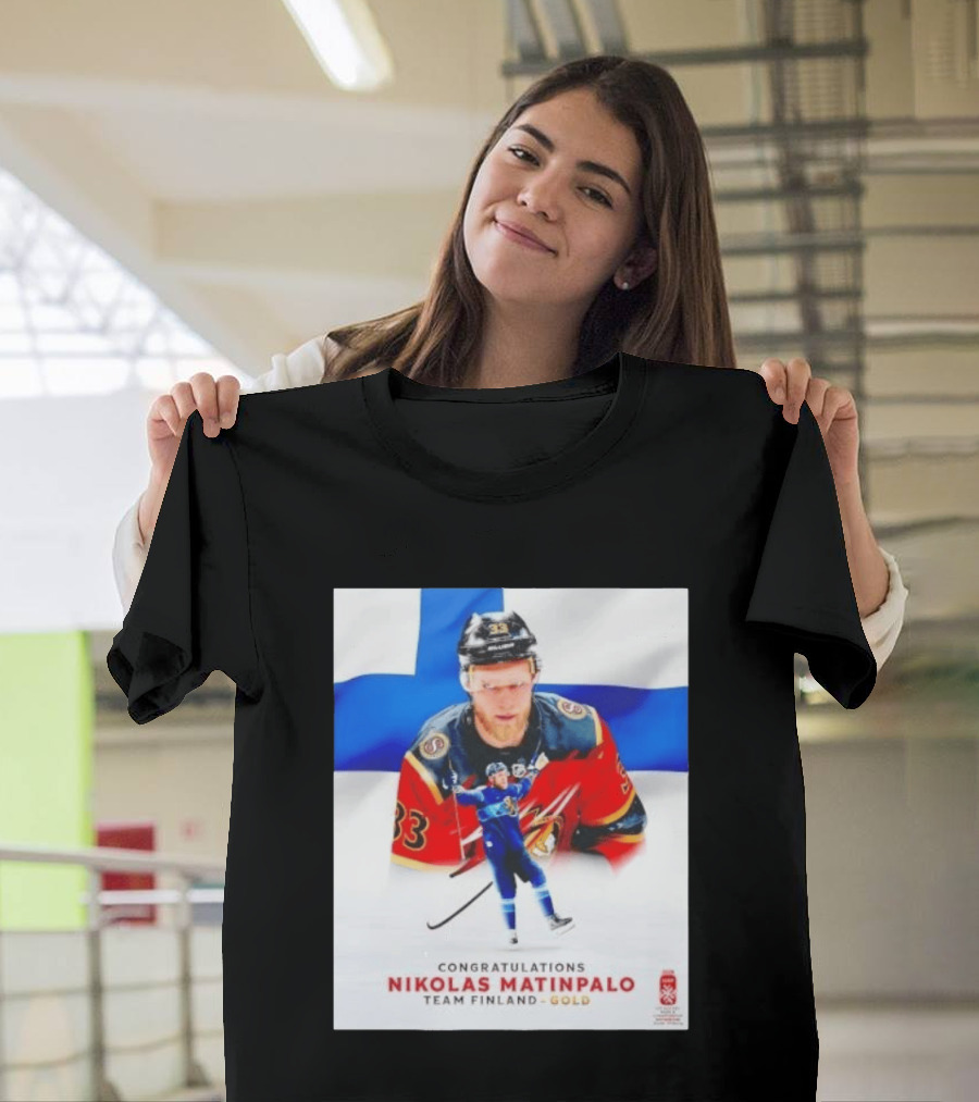 Congratulations Nikolas Matinpalo Team Finland Gold Finnish Flag Ice Hockey Celebration T-Shirt