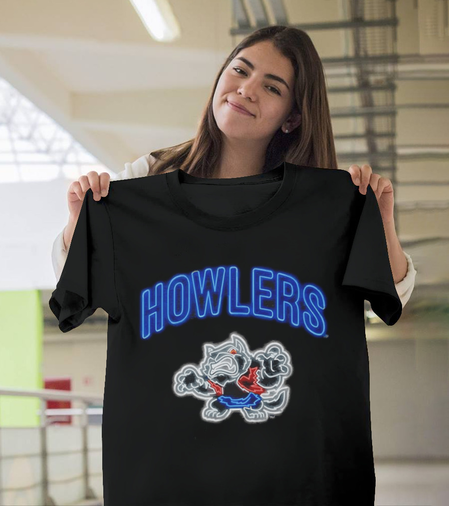 Howlers Neon Wolf Men's Animated Cartoon T-Shirt
