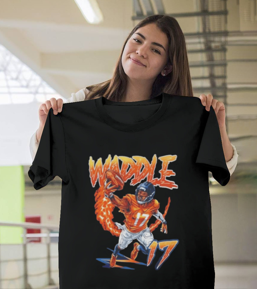 Waddle 17 Football Catch Orange And Blue Player T-Shirt