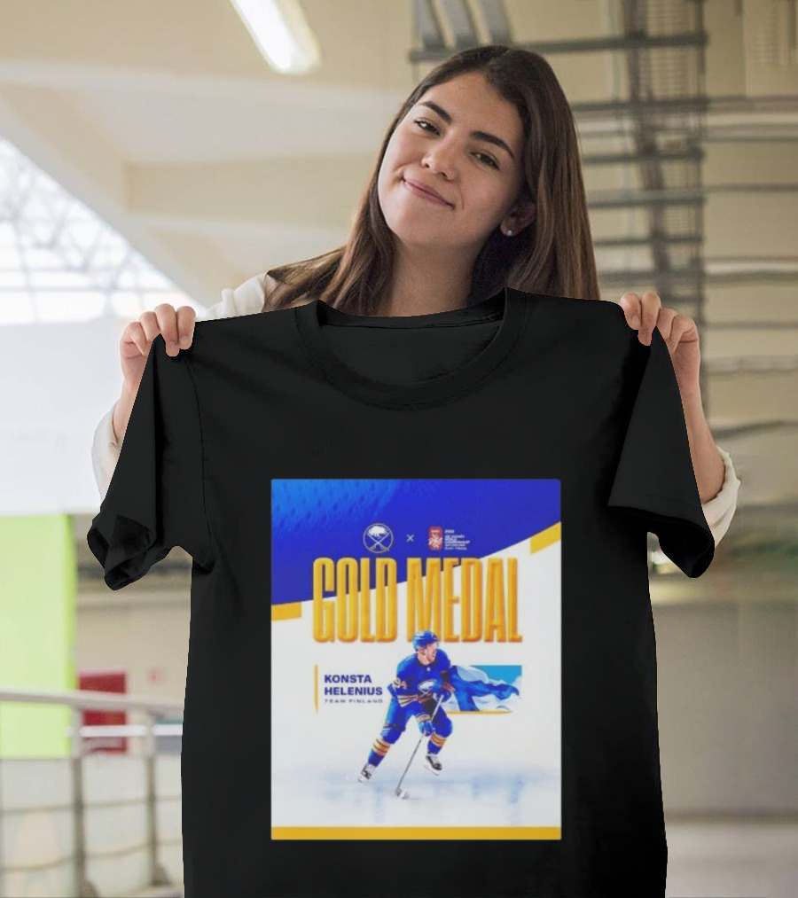 Konsta Helenius Team Finland 2023 Gold Medal Hockey T-Shirt