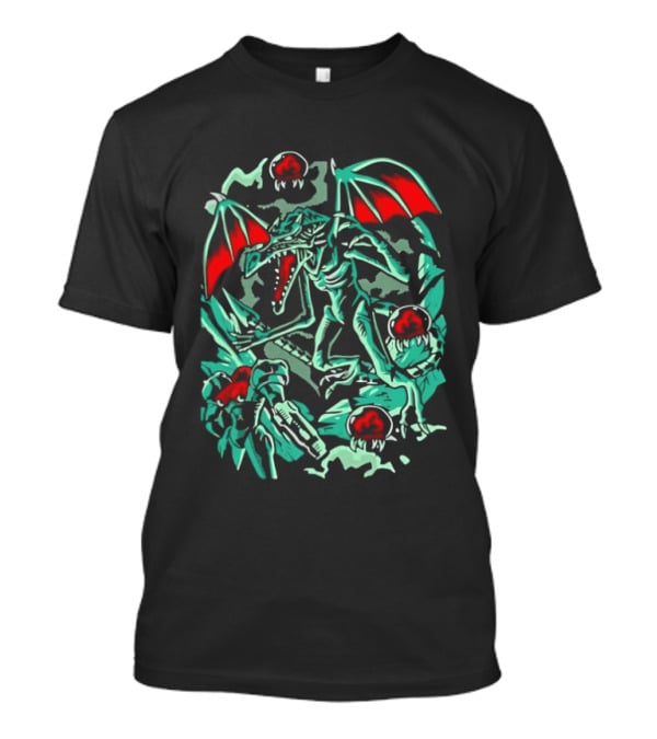 Metroid Ridley Battle With Metroids And Samus Aran T-Shirt