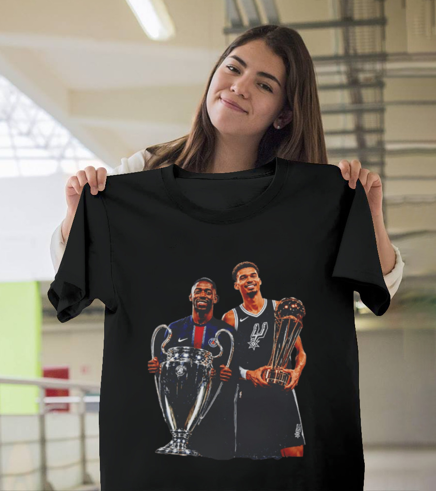 Ousmane Dembele PSG UEFA Champions League Victor Wembanyama San Antonio Spurs NBA Trophy T-Shirt