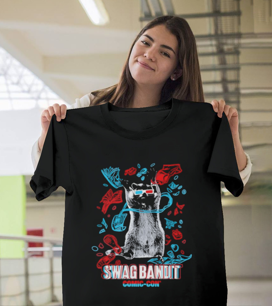 Swag Bandit Comic Con Raccoon 3D Glasses T-Shirt