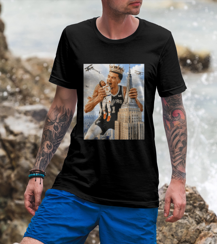 Victor Wembanyama Spurs Empire State Building Jalen Brunson Let's Go Spurs T-Shirt