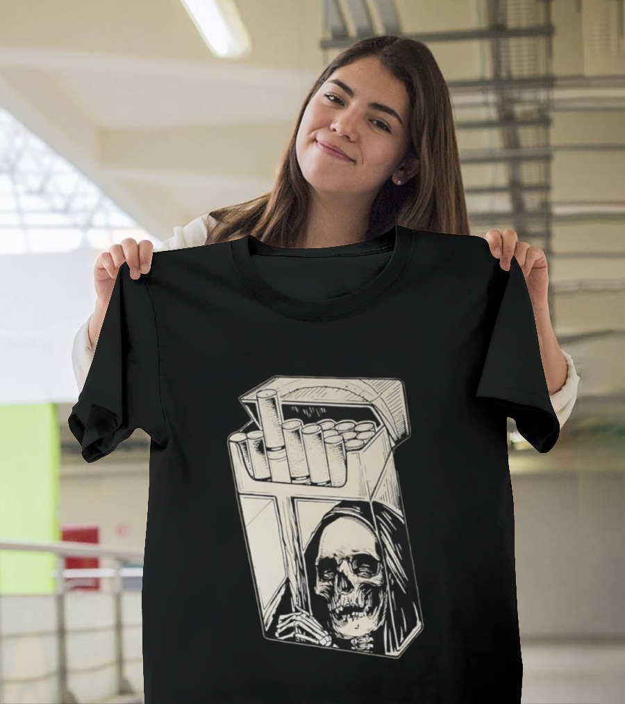 Grim Reaper Smoking Cigarette Pack T-Shirt