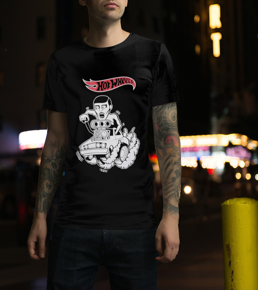 Hot Wheels Racing Car Driver Black Flame T-Shirt