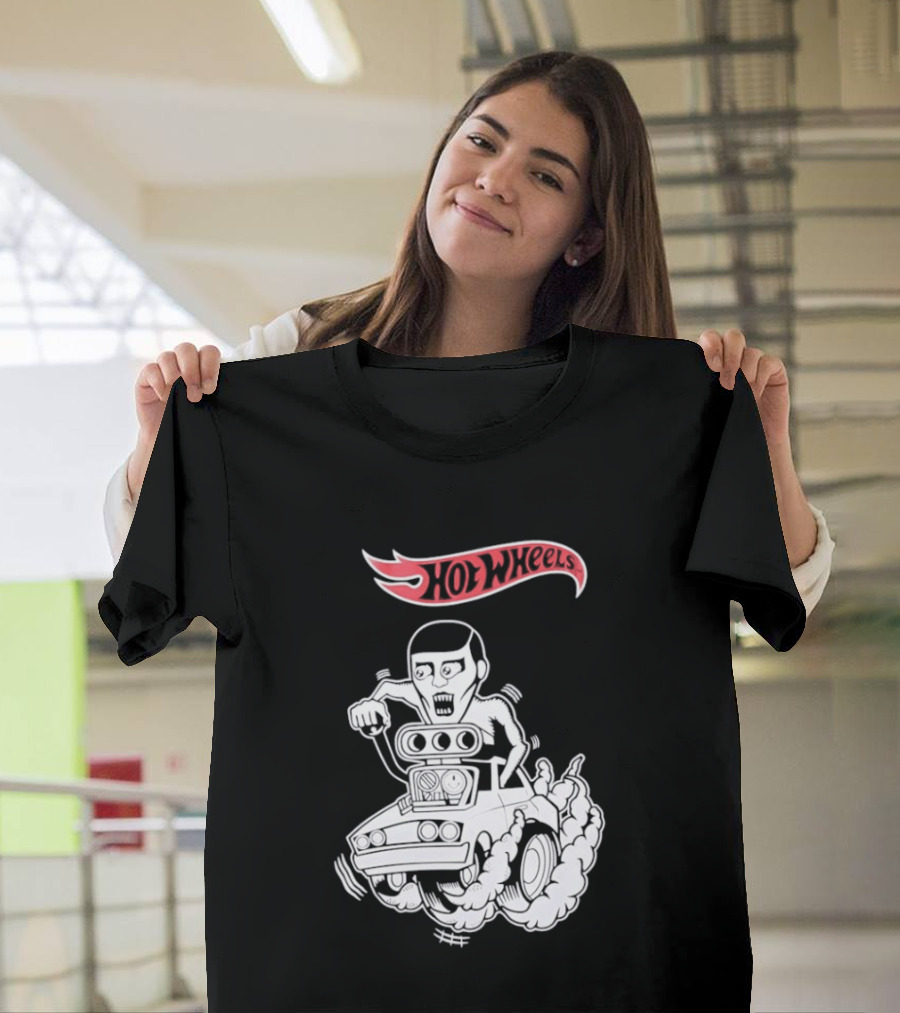 Hot Wheels Racing Car Driver Black Flame T-Shirt