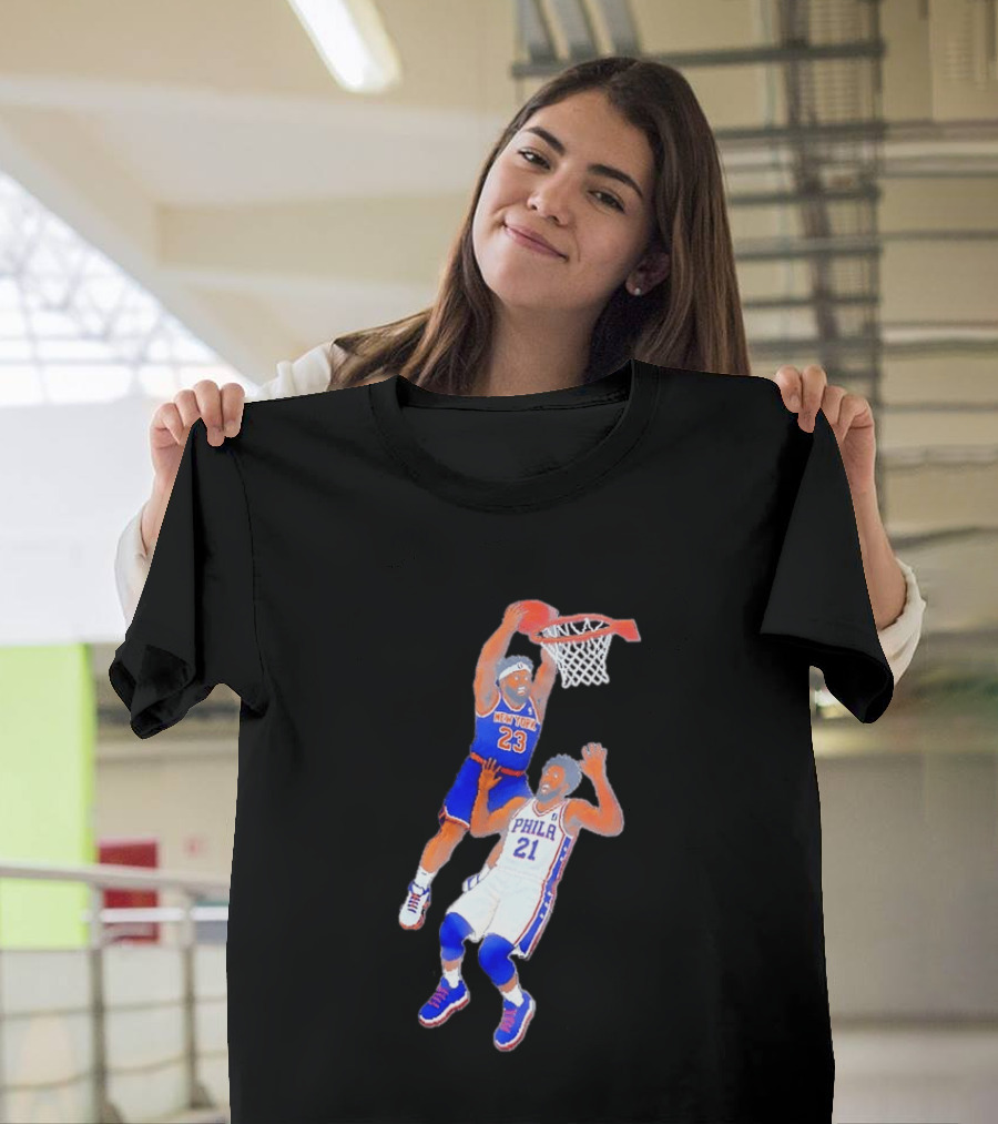 Pixel Art Basketball Dunk Mitchell Robinson New York 23 Joel Embiid PHILA 21 T-Shirt