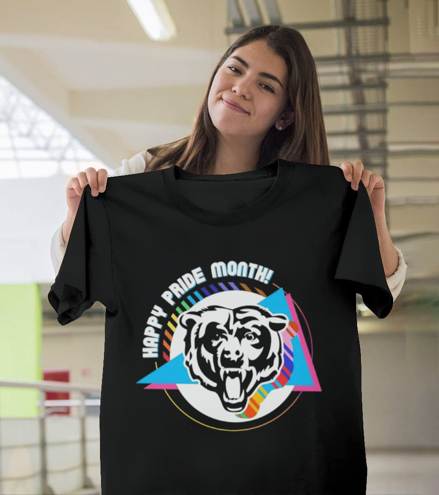 Chicago Bears Happy Pride Month Rainbow Triangle Celebration T-Shirt