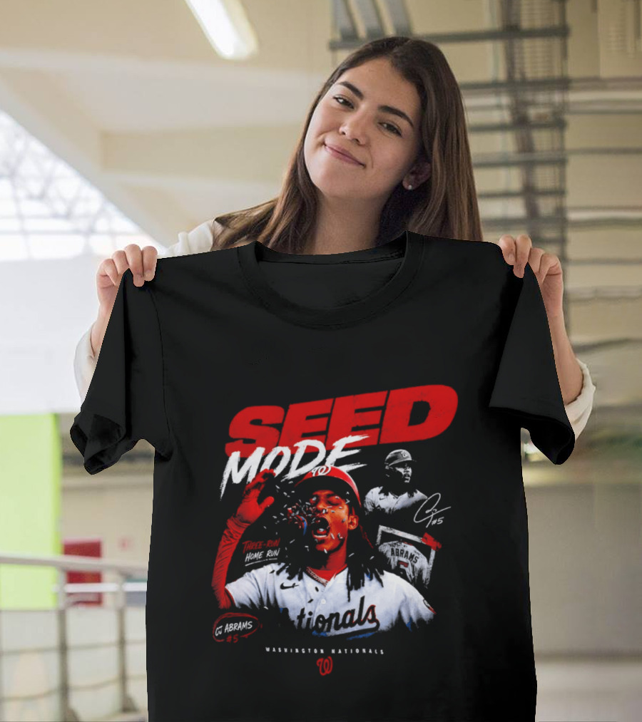 CJ Abrams Washington Nationals Seed Mode Baseball MLB Player Number 5 T-Shirt