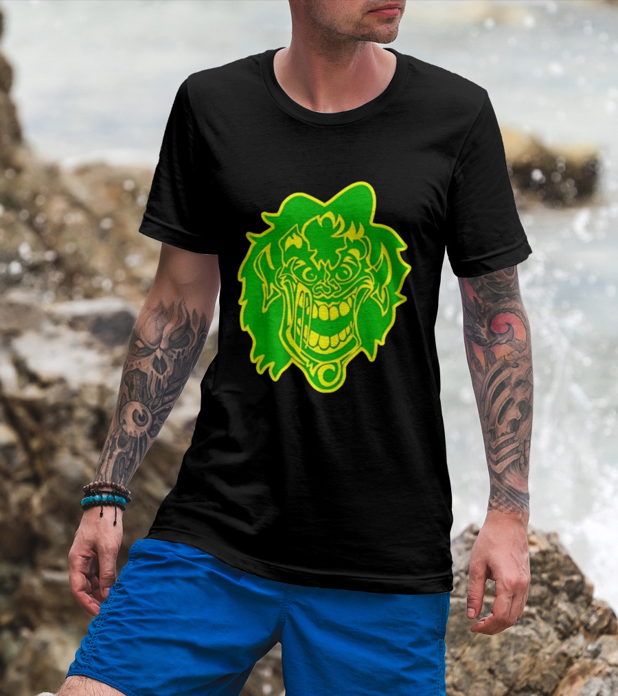 Insane Clown Posse Hatchetman Wicked Clown Face Neon Green Yellow T-Shirt