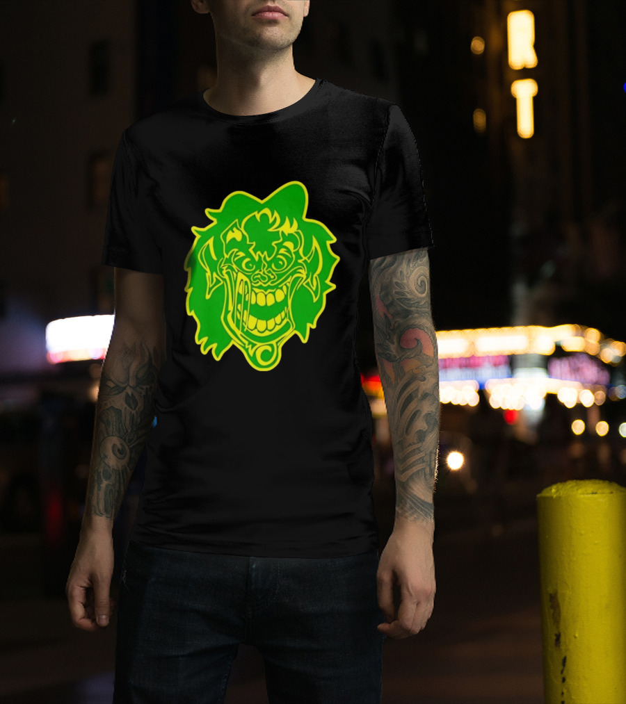 Insane Clown Posse Hatchetman Wicked Clown Face Neon Green Yellow T-Shirt