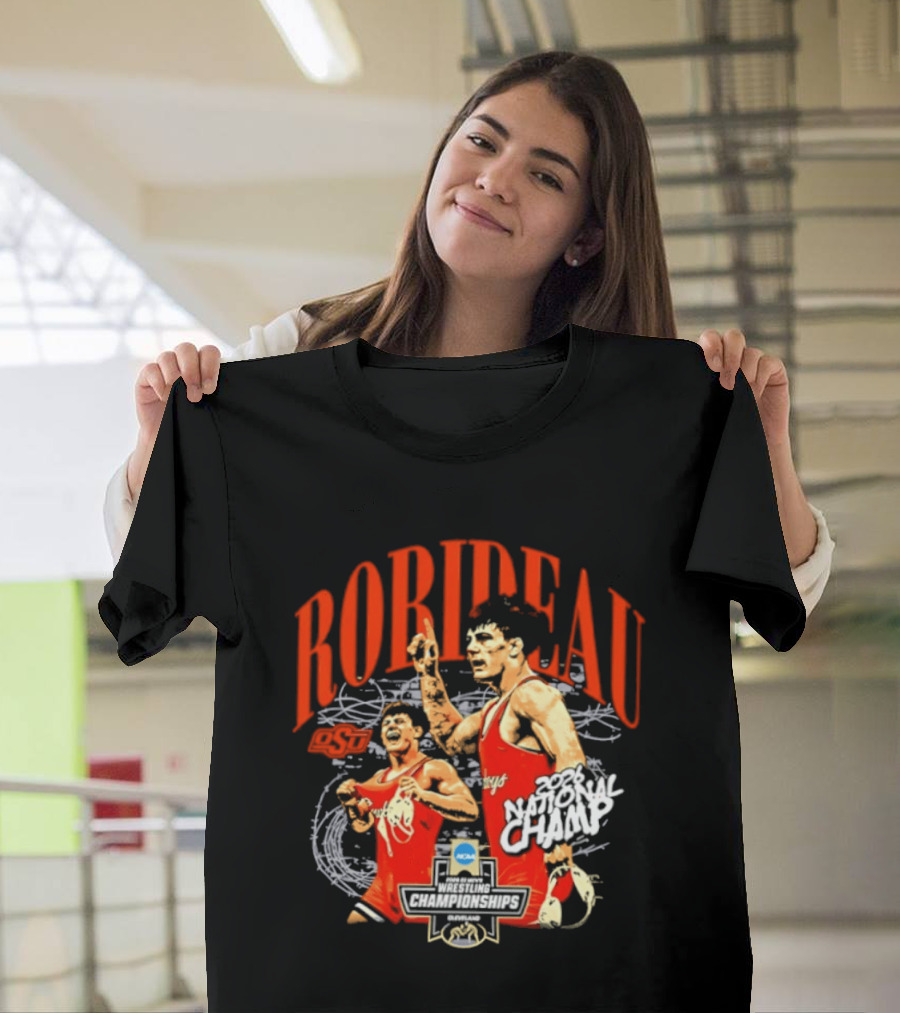 Landon Robideau Oklahoma State Wrestling 2026 National Champ Robideau NCAA T-Shirt