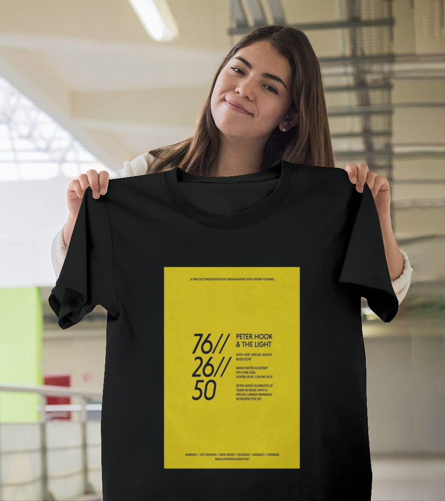 Peter Hook & The Light 76 26 50 Manchester Academy Buzzcocks Retrospective Set T-Shirt