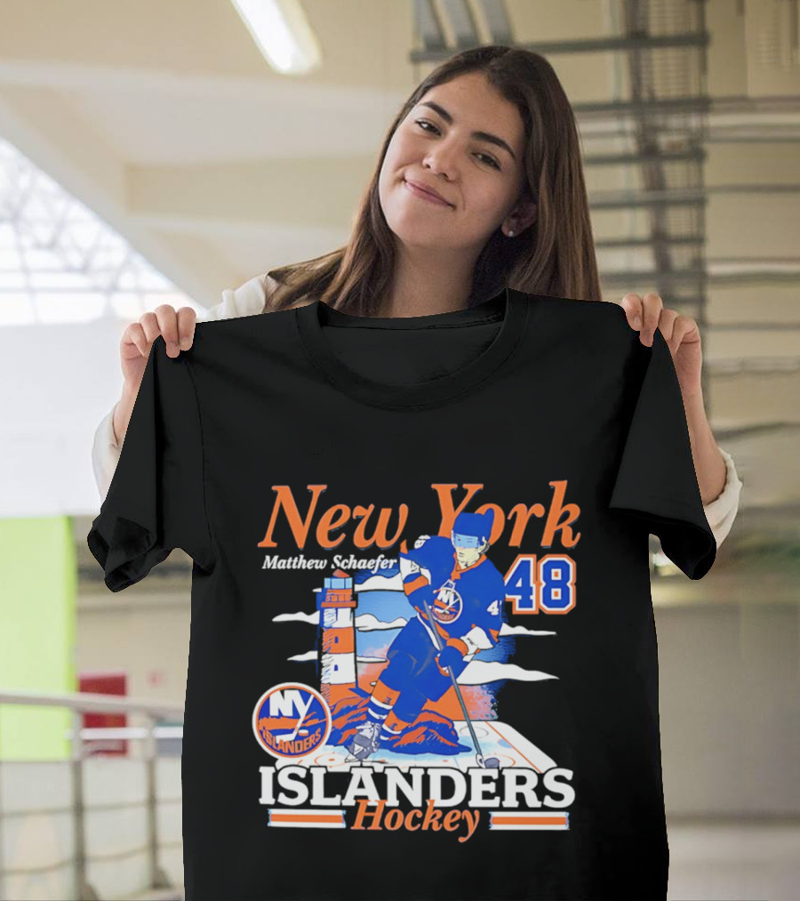 New York Islanders Matthew Schaefer 48 Hockey Team T-Shirt