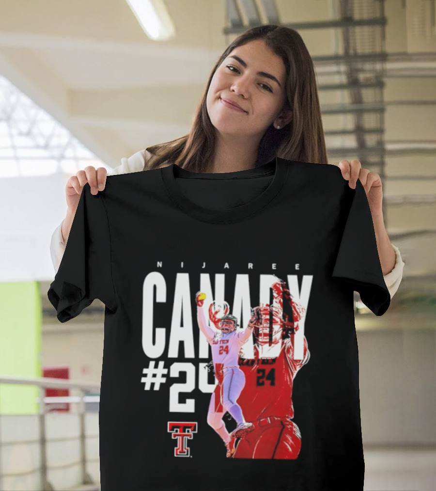 NiJaree Canady 24 Texas Tech Softball Player Pose With Team T-Shirt
