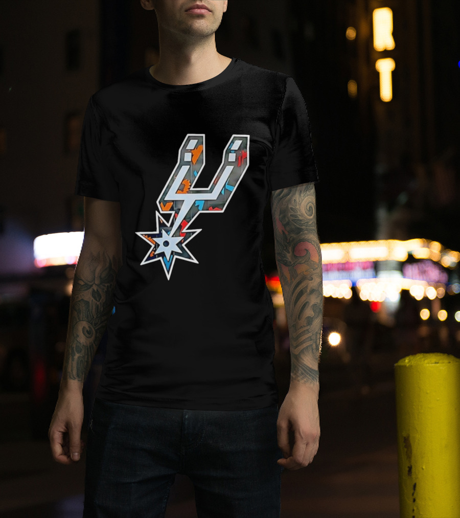 San Antonio Spurs Fiesta Colors Iconic Basketball T-Shirt
