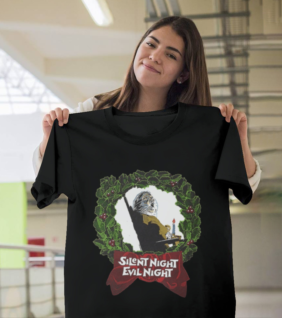 Silent Night Evilnight If This Picture Doesn’t Make Your Skin Crawl It’s On Too Tight 2 Sided T-Shirt