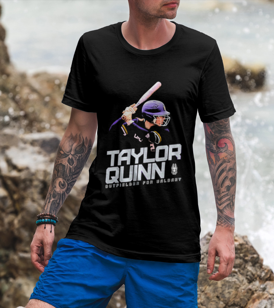Taylor Quinn UAlbany Outfielder Baseball Sports T-Shirt