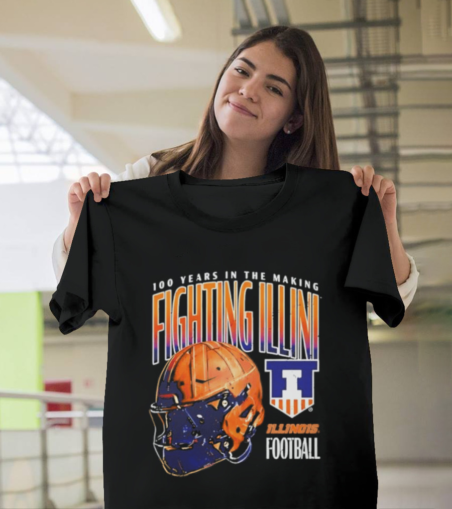 Fighting Illini 100 Years In The Making 2023 Illinois Football Helmet T-Shirt
