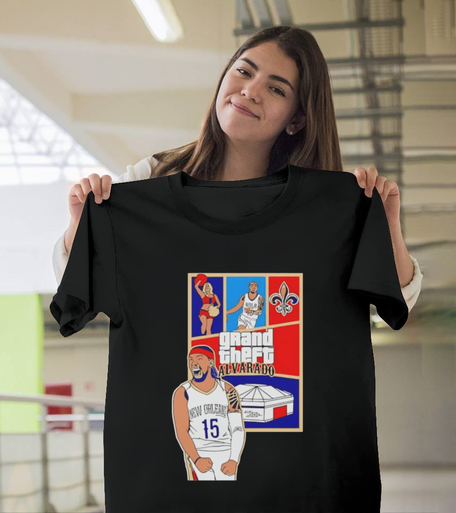 Grand Theft Alvarado New Orleans NOLA 15 Fleur De Lis Basketball T-Shirt