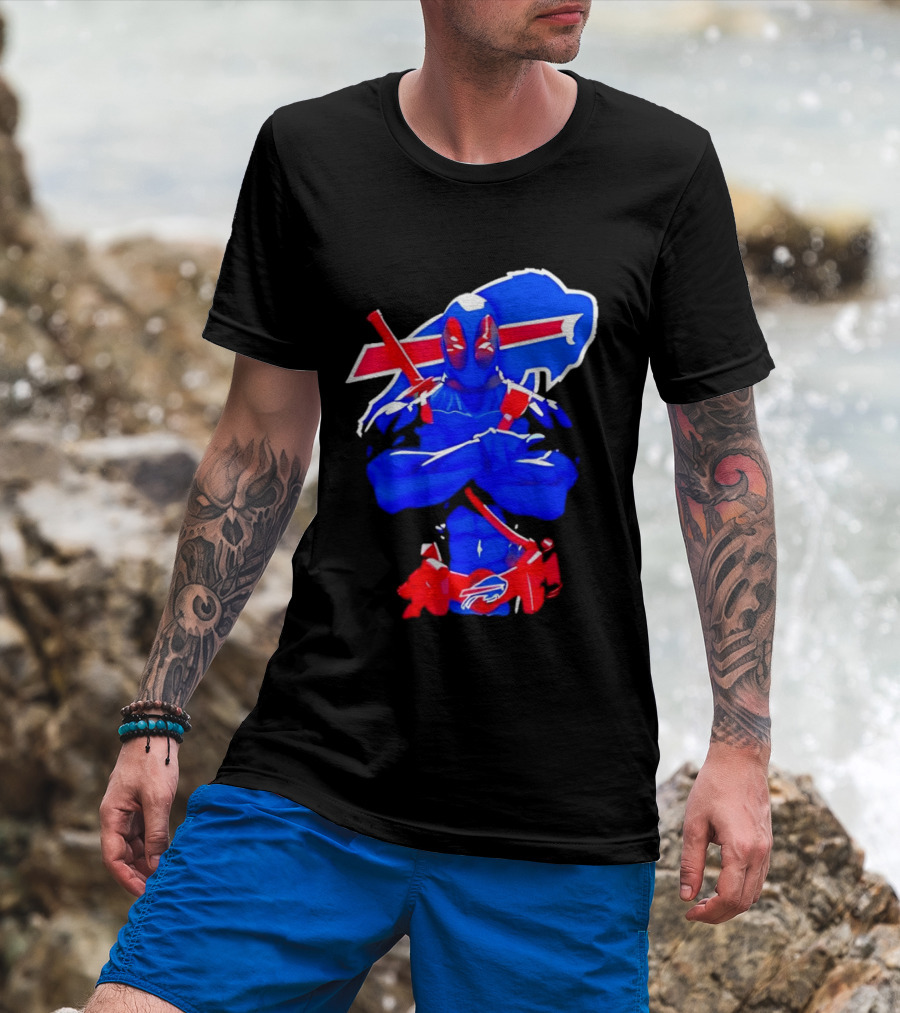 Deadpool Meditation Buffalo Bills Super Hero Football Fan T-Shirt