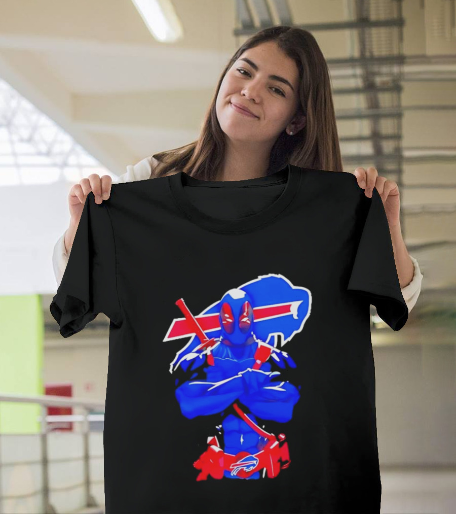 Deadpool Meditation Buffalo Bills Super Hero Football Fan T-Shirt