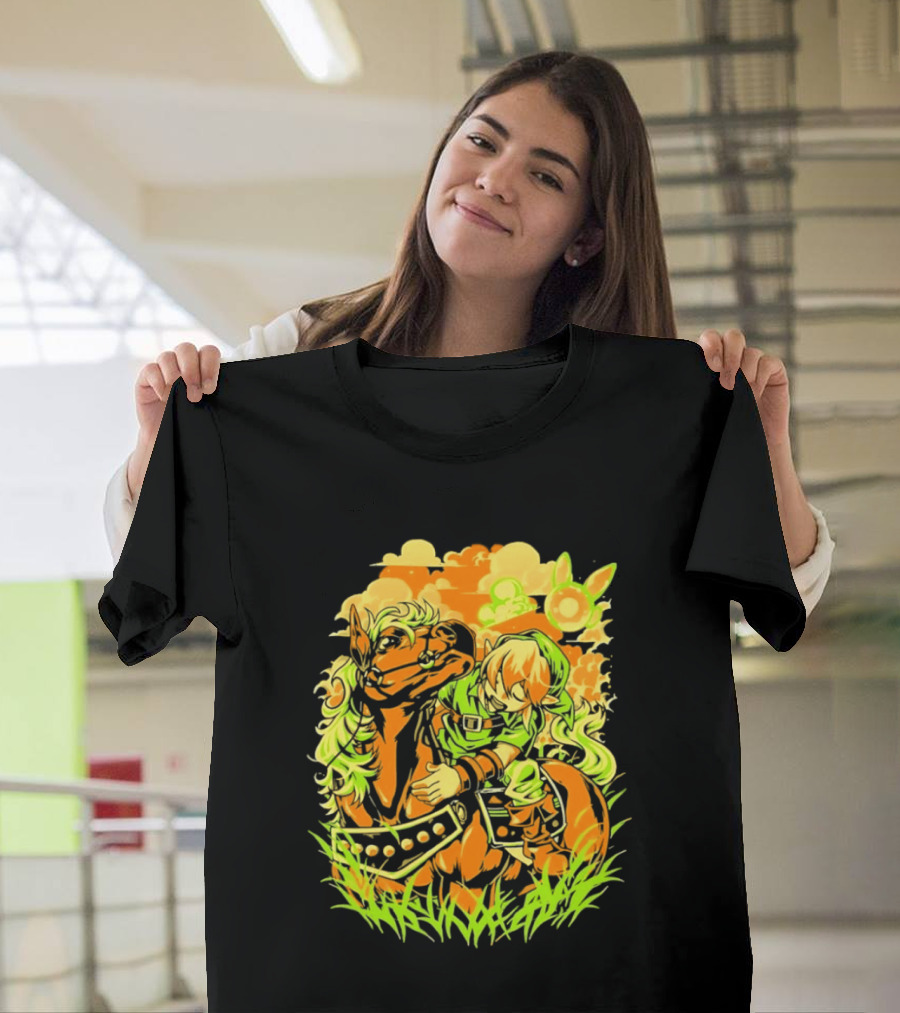 Legend Of Zelda Link And Epona Journey Through Hyrule Fields Adventure T-Shirt