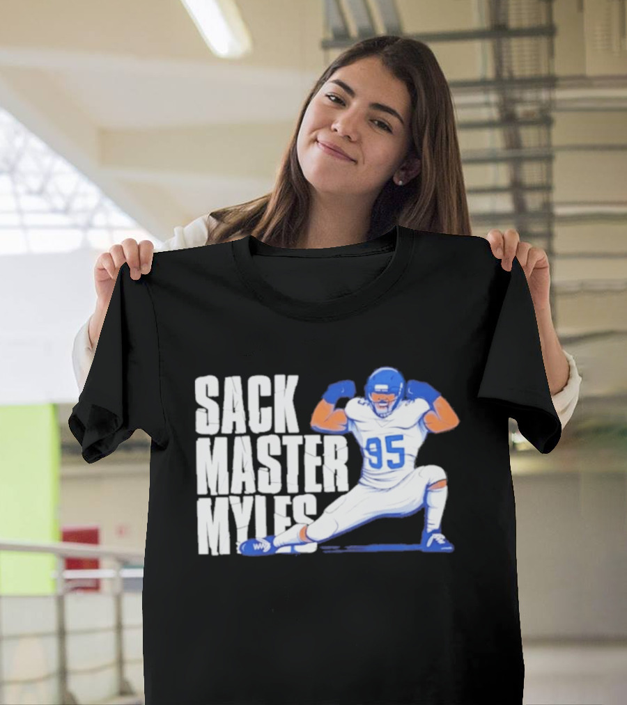 Myles 95 Sack Master Football Pose T-Shirt